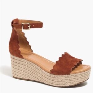 J.Crew Suede scalloped flatform espadrilles NWOT